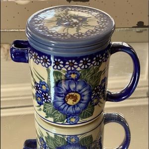 Polish Pottery 3 pc Tea Infuser Mug, 14oz